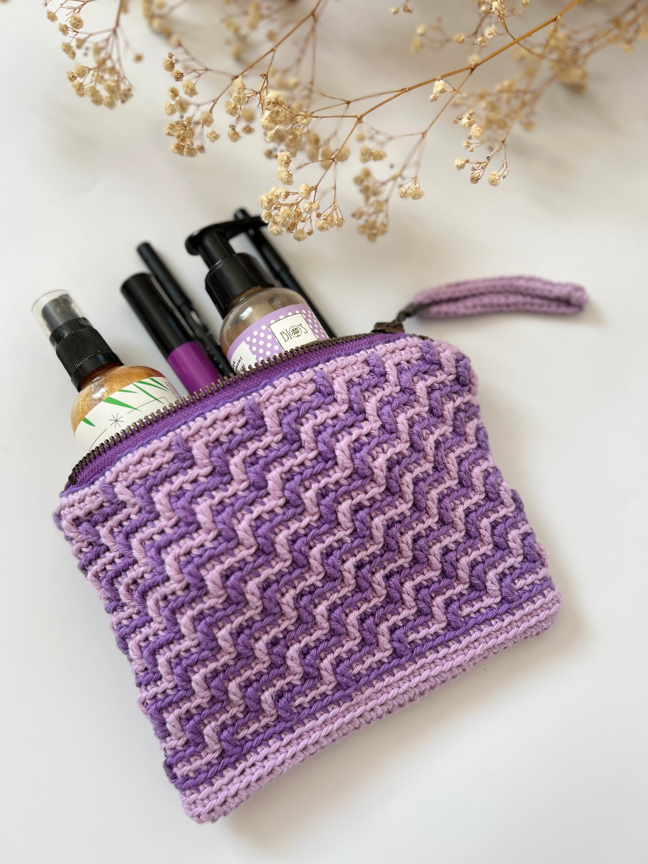 Make Up Organizer, Crochet Clutch Purse, Handmade Makeup Bag, Cute Pencil Case, Large Makeup Bag, Birthday Gift.