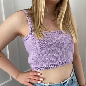 Top corto in maglia per donna, top corto con scollo quadrato, regalo di compleanno.