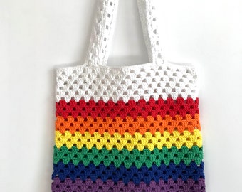 Crochet Market Bag, Lgbtq Tote Bag, Laptop Tote Bag, Asexual Pride Bag, Unisex Travel Bag.