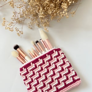 Organizador de maquiagem, bolsa de crochê, bolsa de maquiagem feita à mão, estojo fofo, bolsa grande de maquiagem, presente de aniversário.