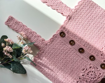 Top corto cuadrado de abuela a crochet: hecho a mano 100 % algodón