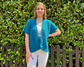 Gehaakt katoenen vest: zomervest met korte mouwen