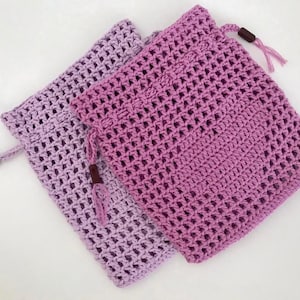 Mini borsa per il trucco, graziosa pochette all'uncinetto, borsa a rete all'uncinetto, borsa da toilette da donna.