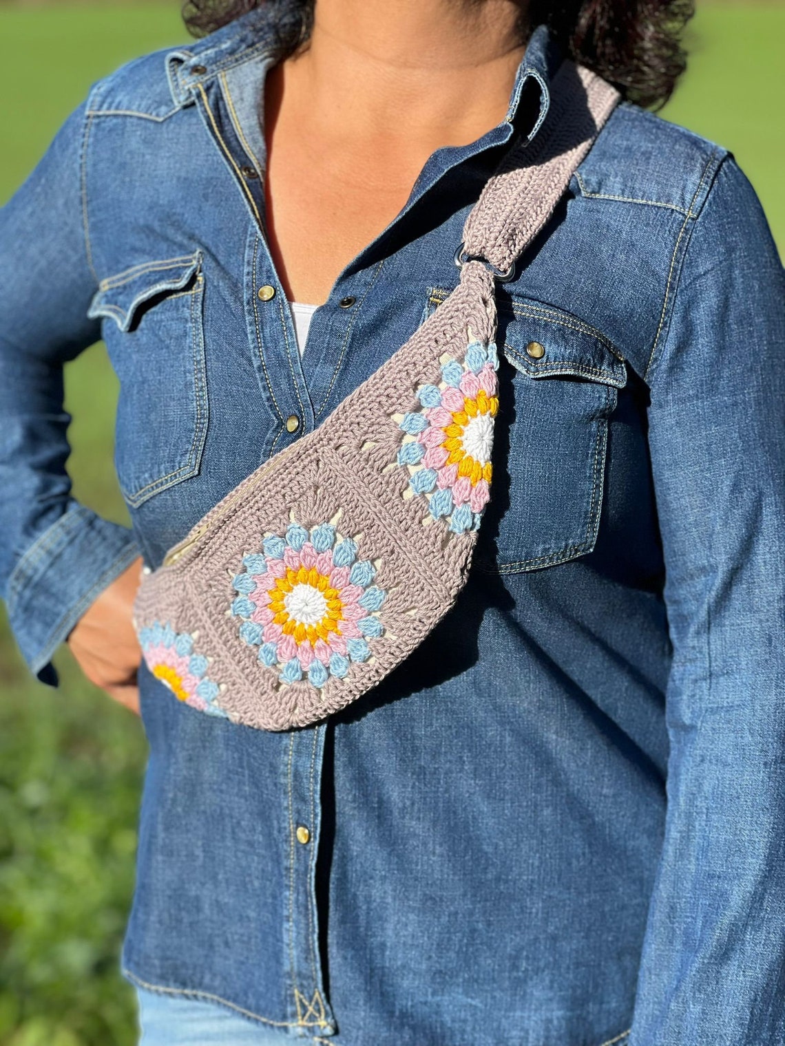 Crochet Crossbody Bum Bag Granny Squares Waist Bag Crochet Etsy