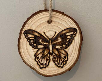 Butterfly Pyrography Wall Hanging