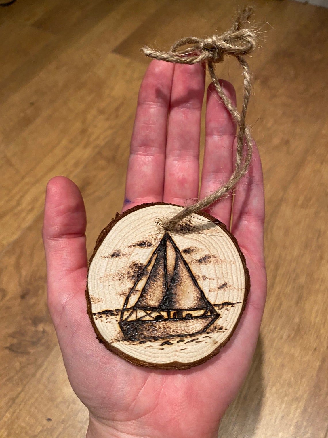 Sailboat Pyrography Wall Hanging Etsy