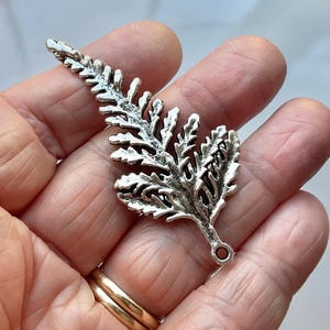 Silver Coloured Large Fern, Leaf, Branch Charms, 6.3cm - For Jewellery Making and Crafts