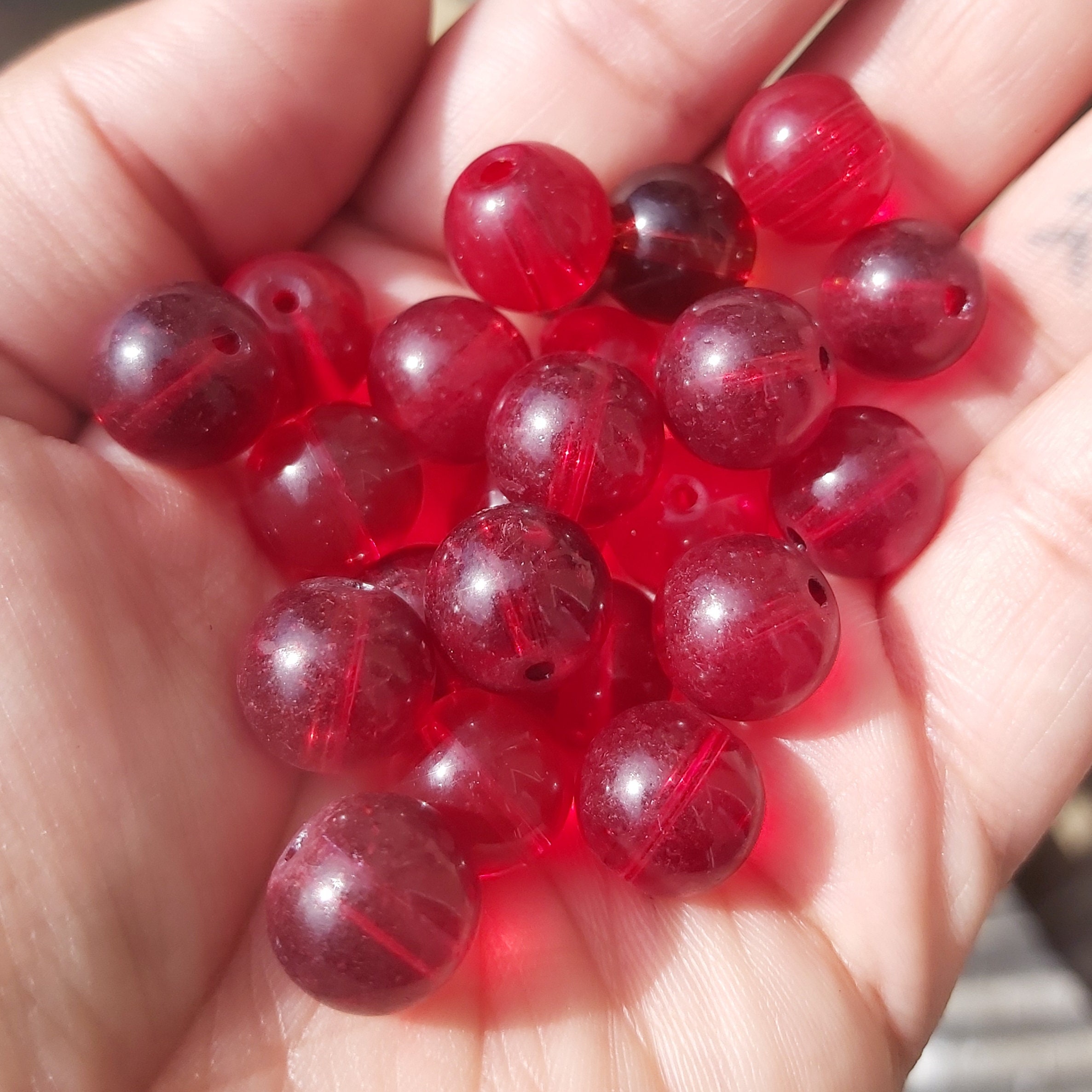 20 x Red Round Glass Beads 12mm For Jewellery Making and Etsy