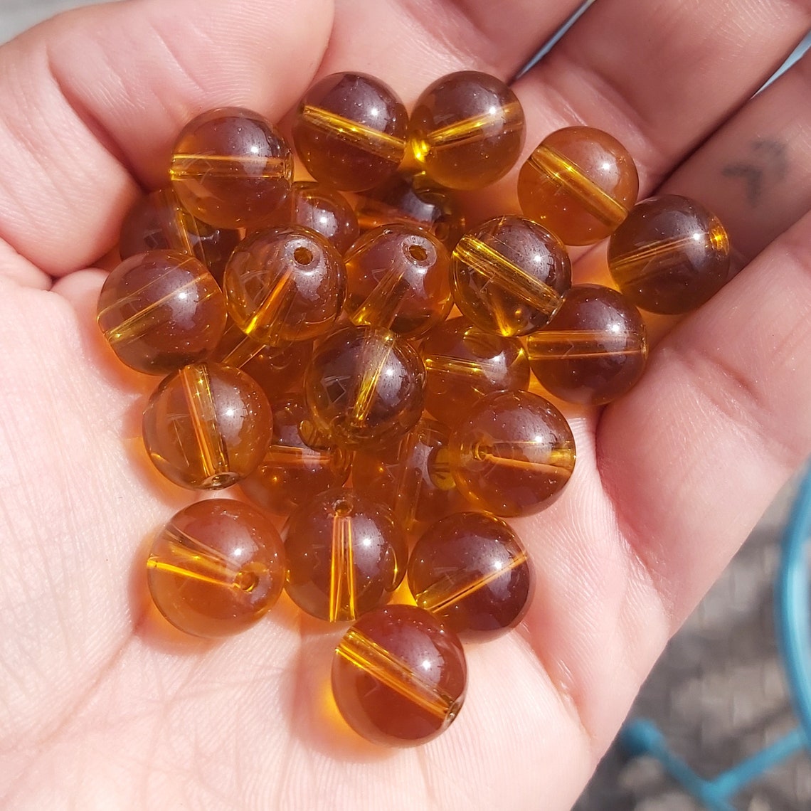 20 x Amber Round Glass Beads 12mm For Jewellery Making and Etsy