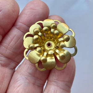 Ornate Flower Raw Brass Stampings, Charm, Vintage Embellishments - Made in the USA