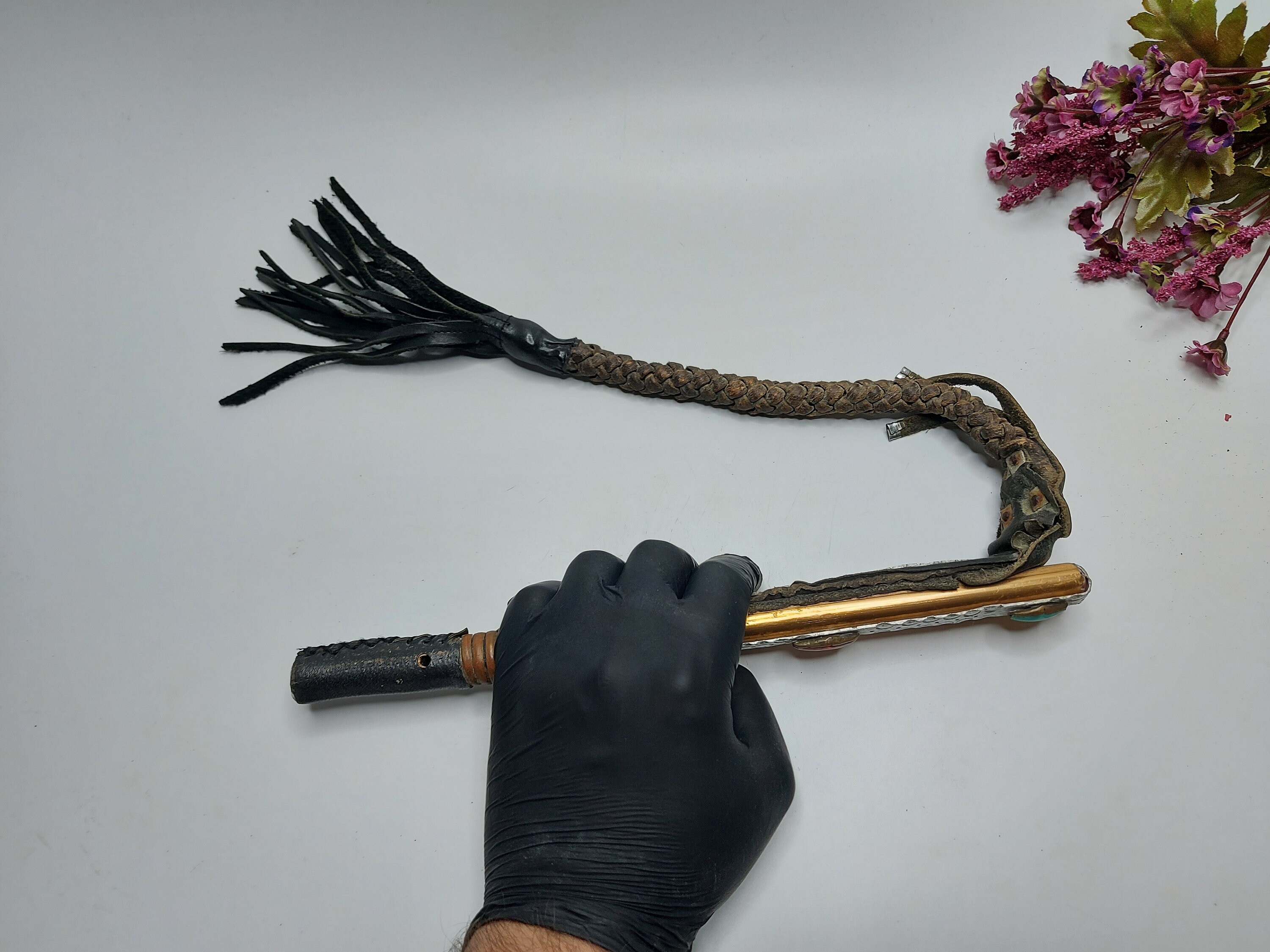 Antique Horse Whip Metal Ornament & Leather Horse Whip Etsy