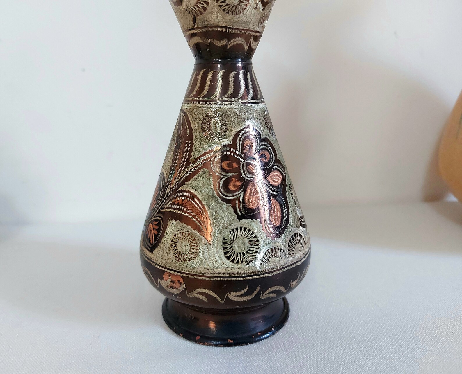 Vintage Handmade Copper Vase Etched Copper Vase Engraved Etsy