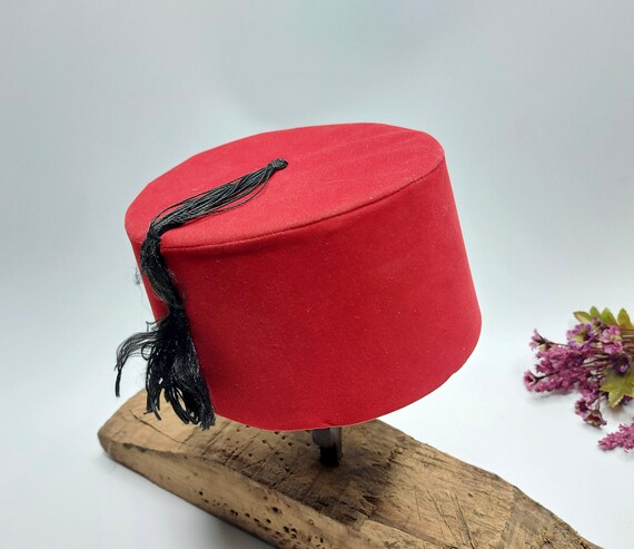 Vintage Turkish Fez Claret Red Torboosh 