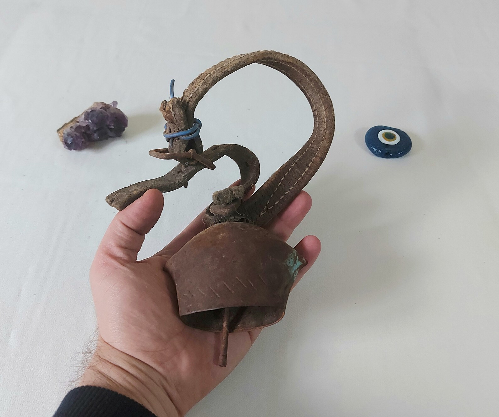 Antique Sheep Bell with Leather Strap Primitive rusty bell Etsy