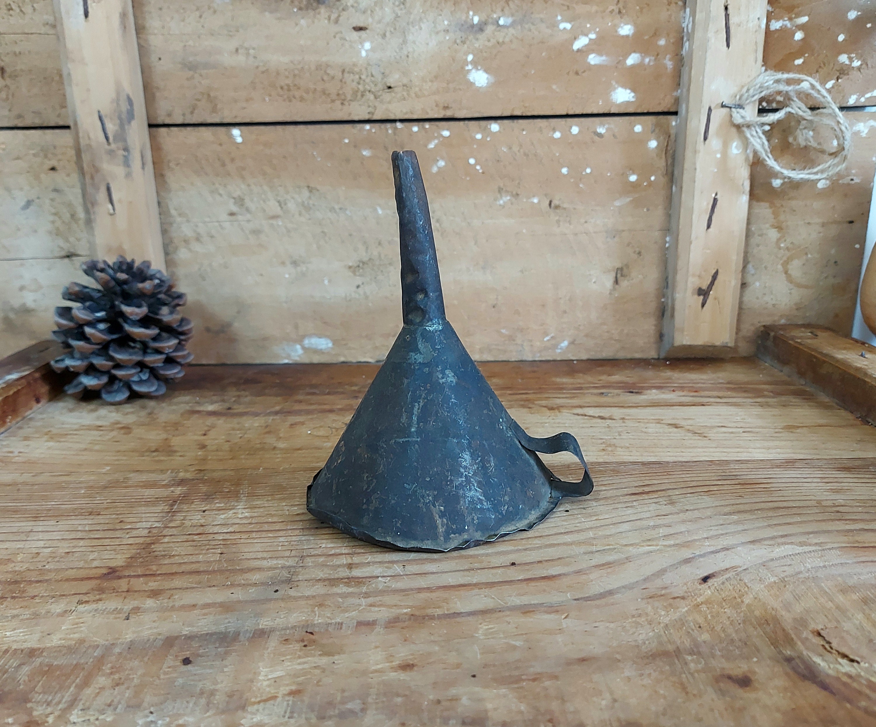 Vintage Tin Funnel Primitive Metal Funnel Hand made Rustic Etsy