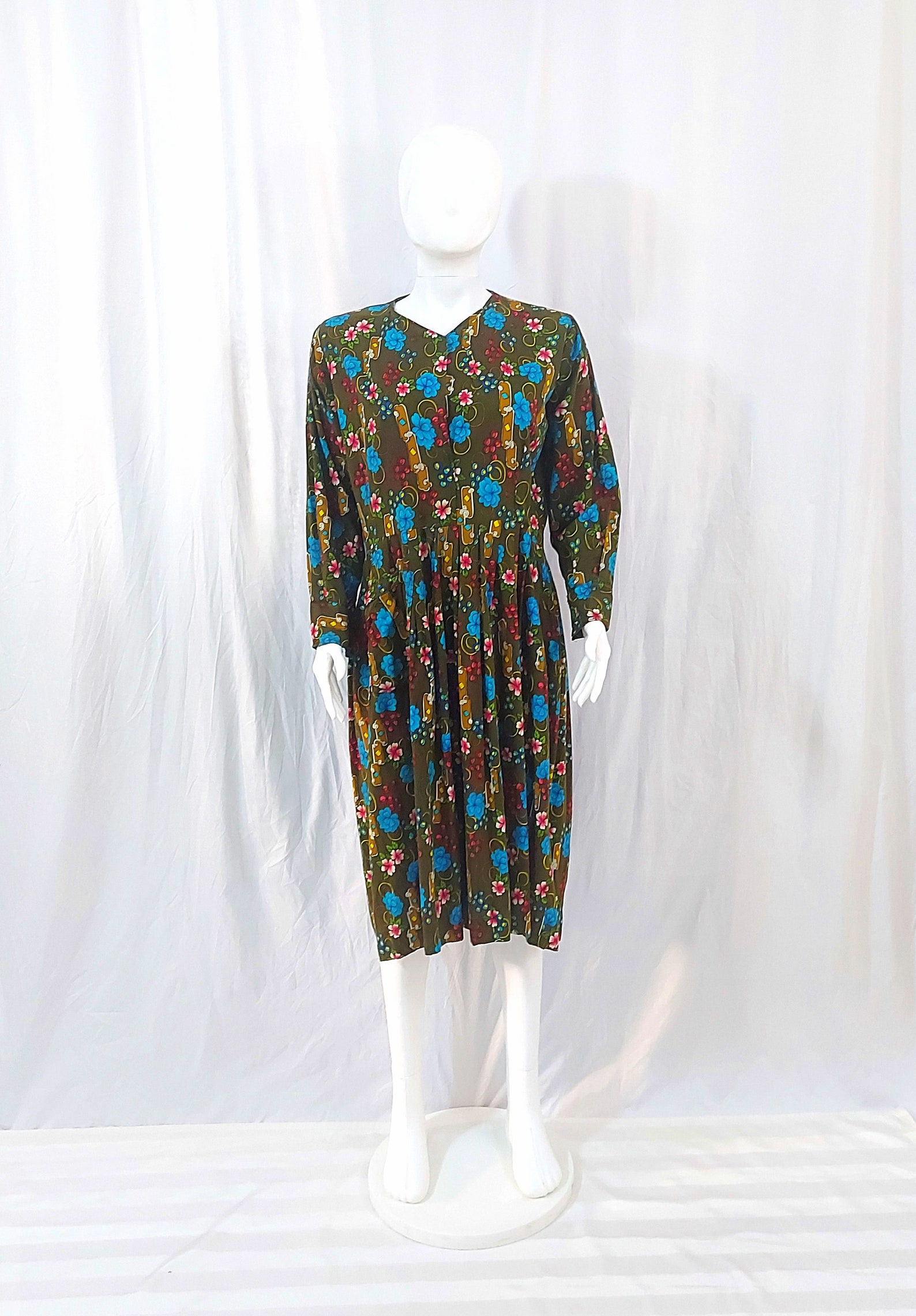 Vintage Dress Flower Pattern Lady Cloth Vintage Women | Etsy