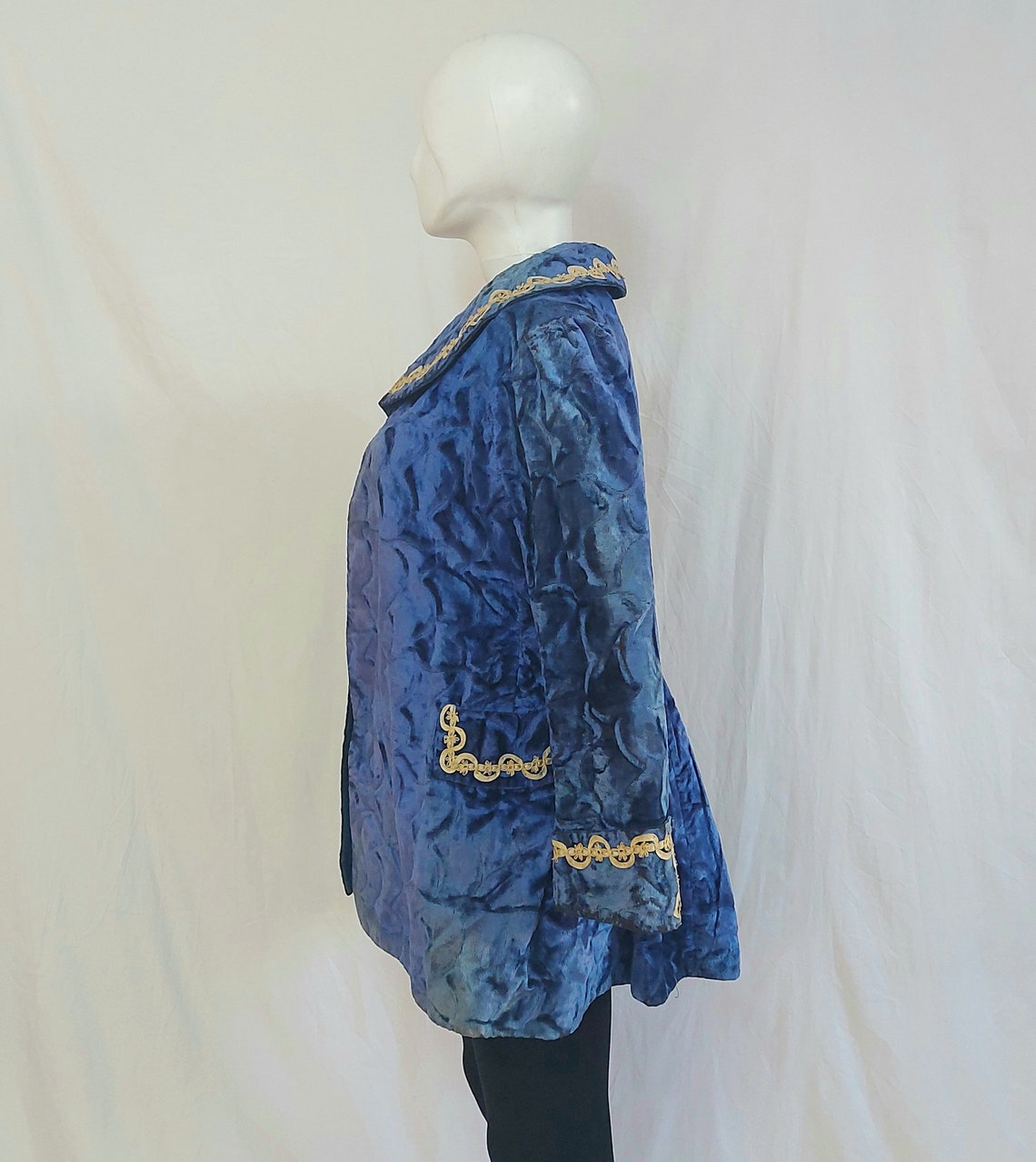 Vintage Blue Velvet Long Jacket for Women Embroidery Women Etsy