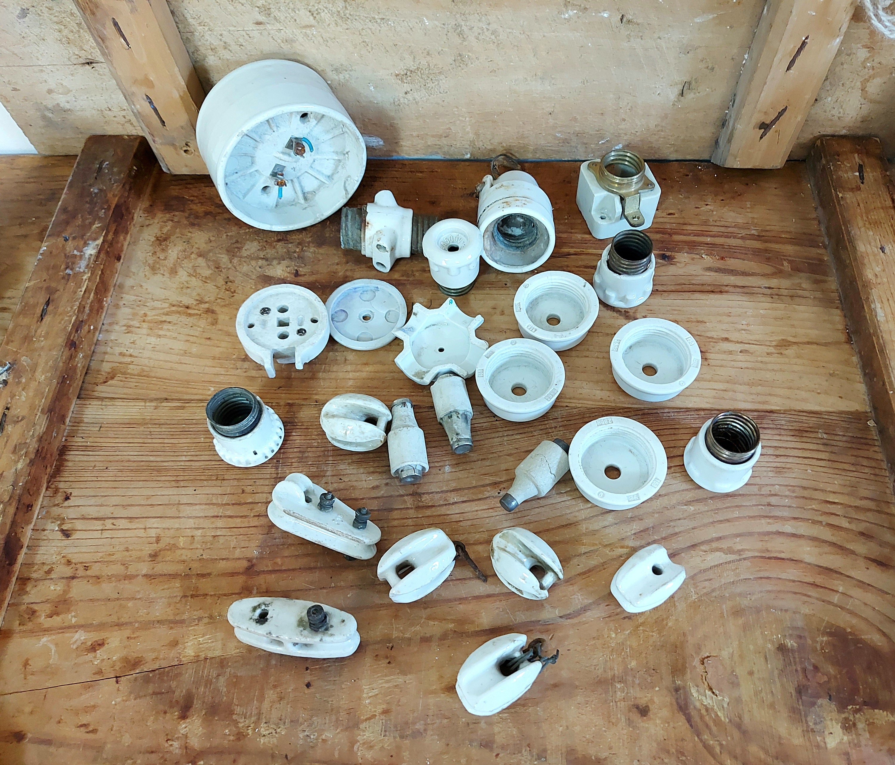 Vintage Porcelain Electric Insulators LOT Electrical White Etsy