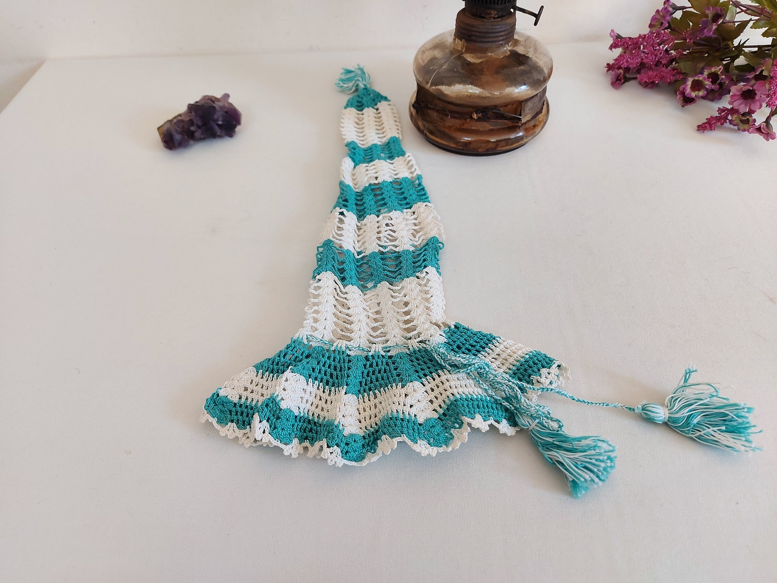 Vintage AZUL tejida lámpara de aceite cubierta chimenea de | Etsy