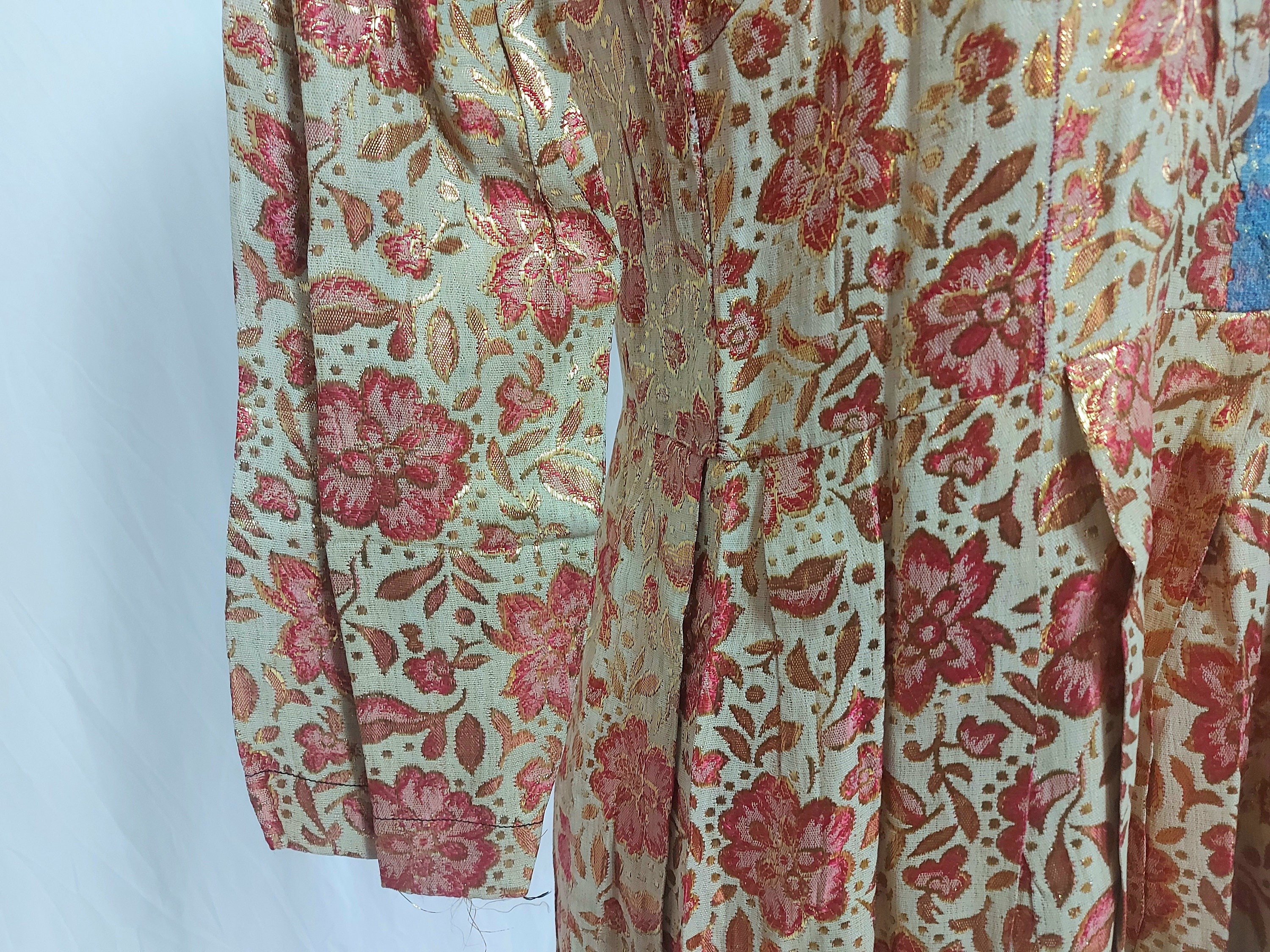 Vintage Shiny Speckle Long Dress Flower Pattern Lady Cloth | Etsy