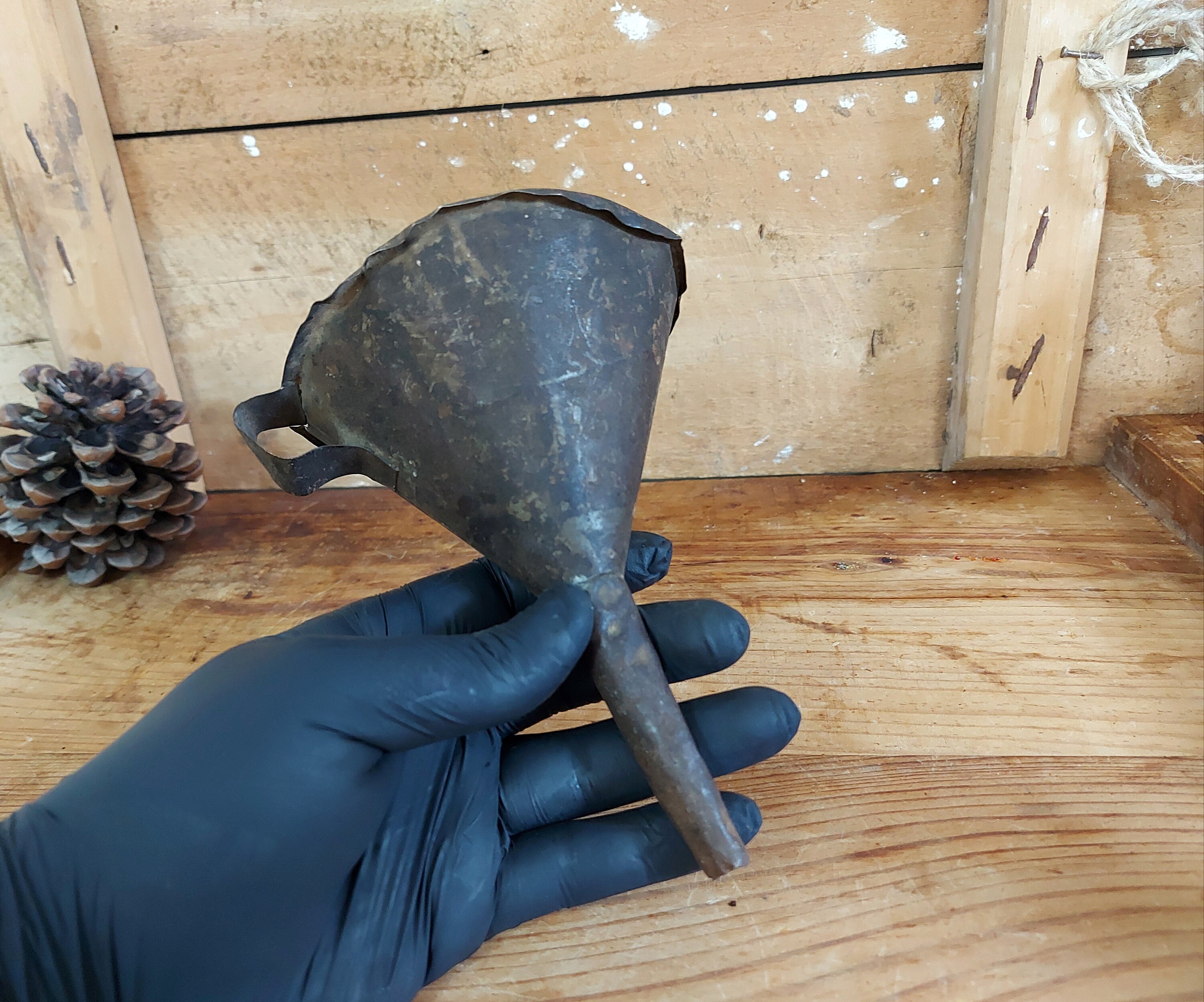 Vintage Tin Funnel Primitive Metal Funnel Hand made Rustic Etsy