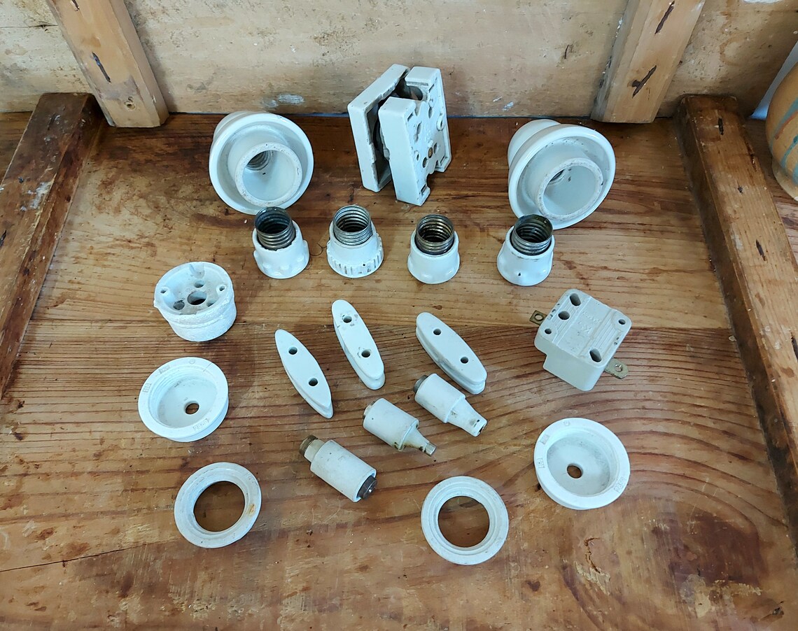 Vintage Porcelain Electric Insulators Collectibles Electrical Etsy