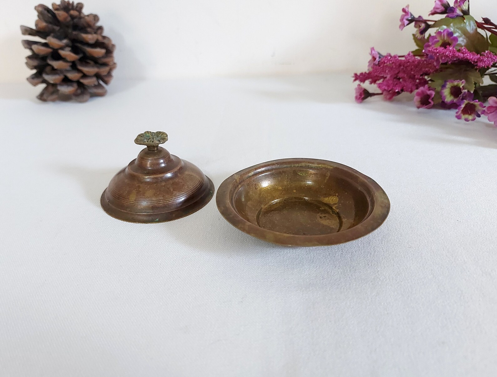 Vintage Brass Round Candy bowl Bronze Color candy dish with Etsy