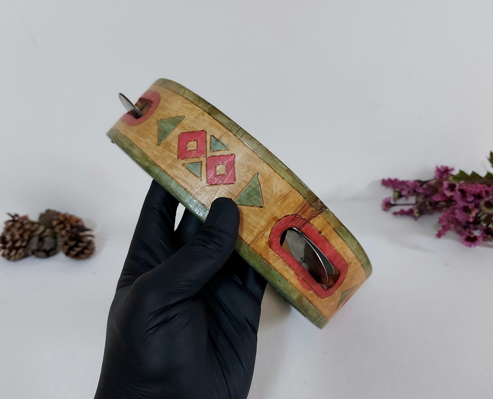 Vintage Tambourine with metal bells Handmade Tambourine Etsy