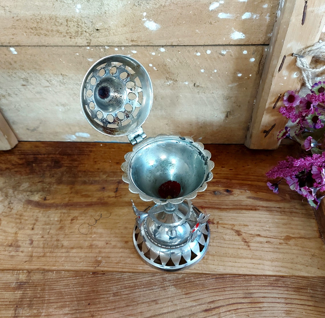Vintage Incenseburner Silver Tone Incenseory Incense Holder Etsy