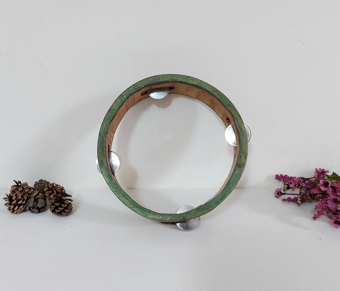 Vintage Tambourine with metal bells Handmade Tambourine Etsy