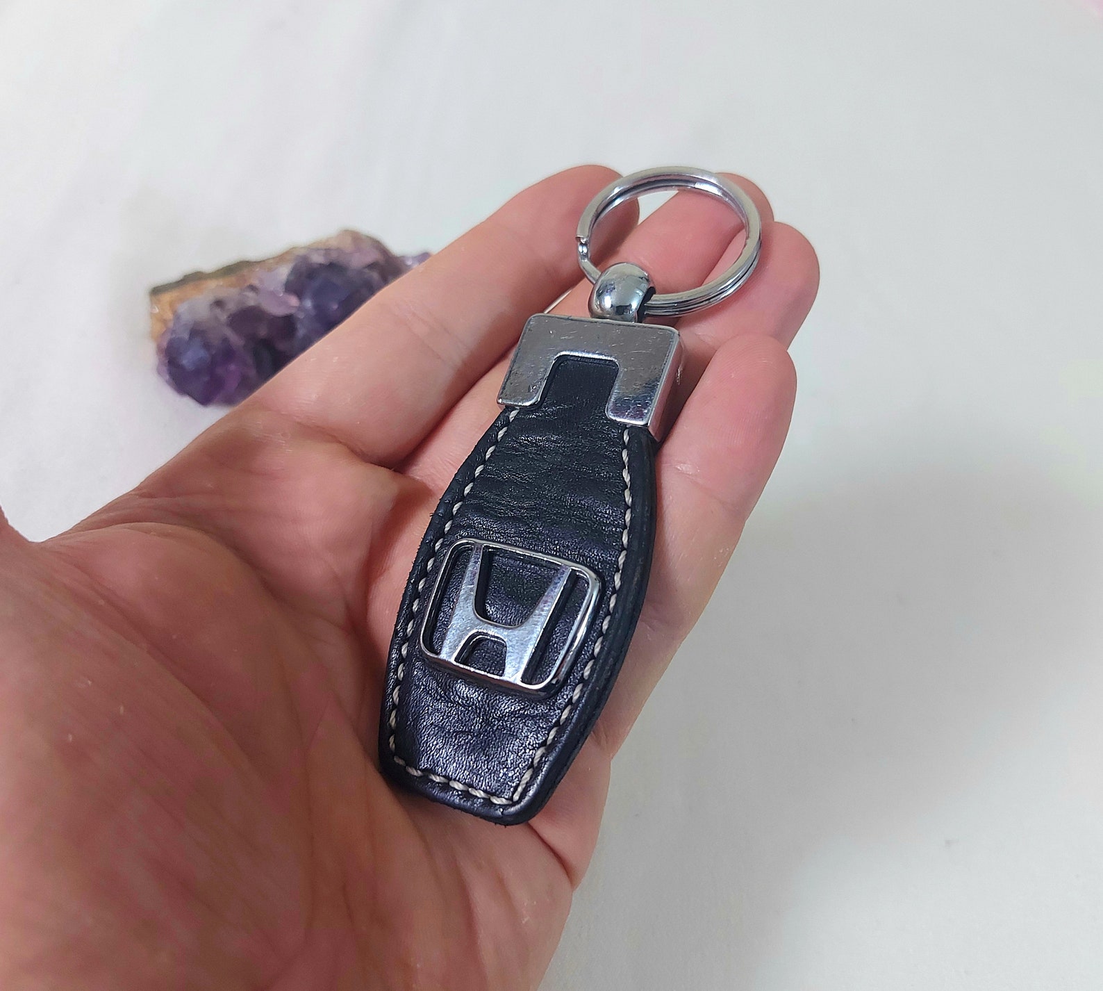 Honda KeyChain Vintage HOnda Leather Key Chain Old Logo Etsy