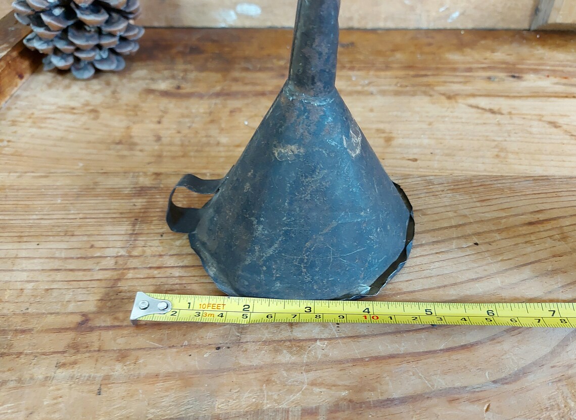 Vintage Tin Funnel Primitive Metal Funnel Hand made Rustic Etsy