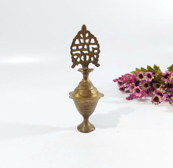 Vintage Brass Kohl Bottle With Filigree Stopper Eye Liner Etsy