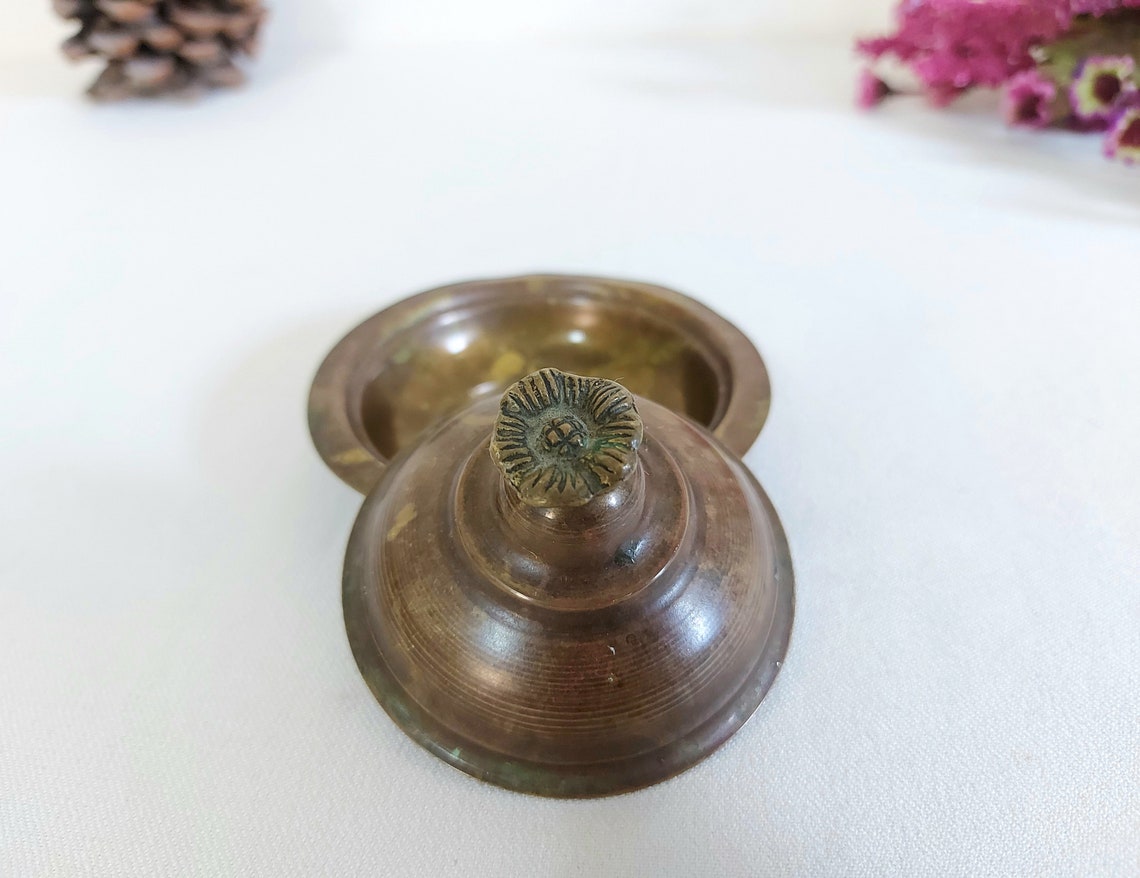 Vintage Brass Round Candy bowl Bronze Color candy dish with Etsy