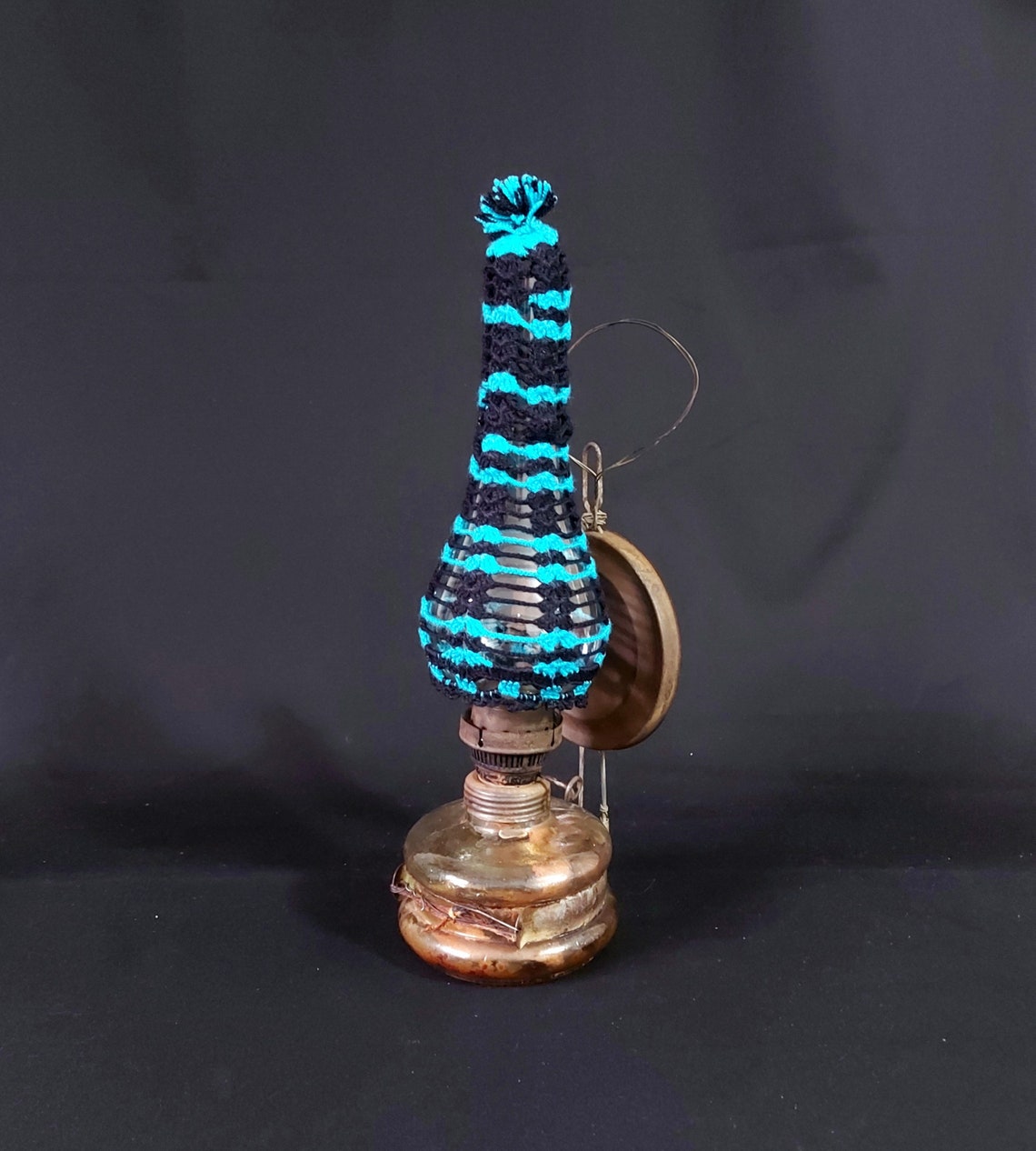 Vintage Hand Knitted Oil Lamp Cover Chimney Glass Cloth Etsy