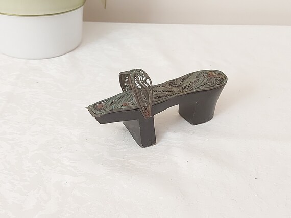 Vintage Handmade Filigree Clogs, Turkish Bath Sand