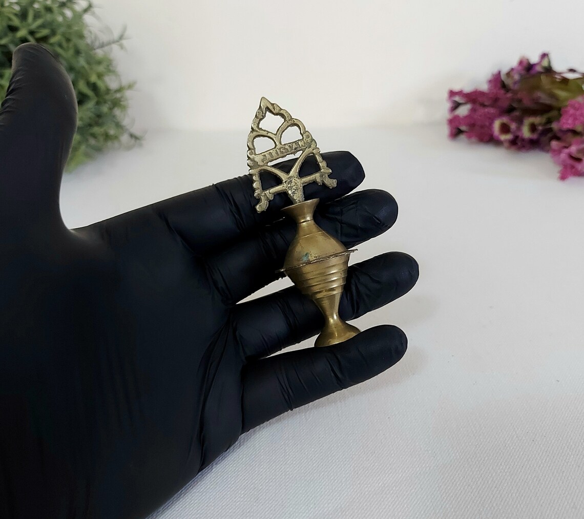 Vintage Brass Kohl Bottle With Filigree Stopper Eye Liner Etsy