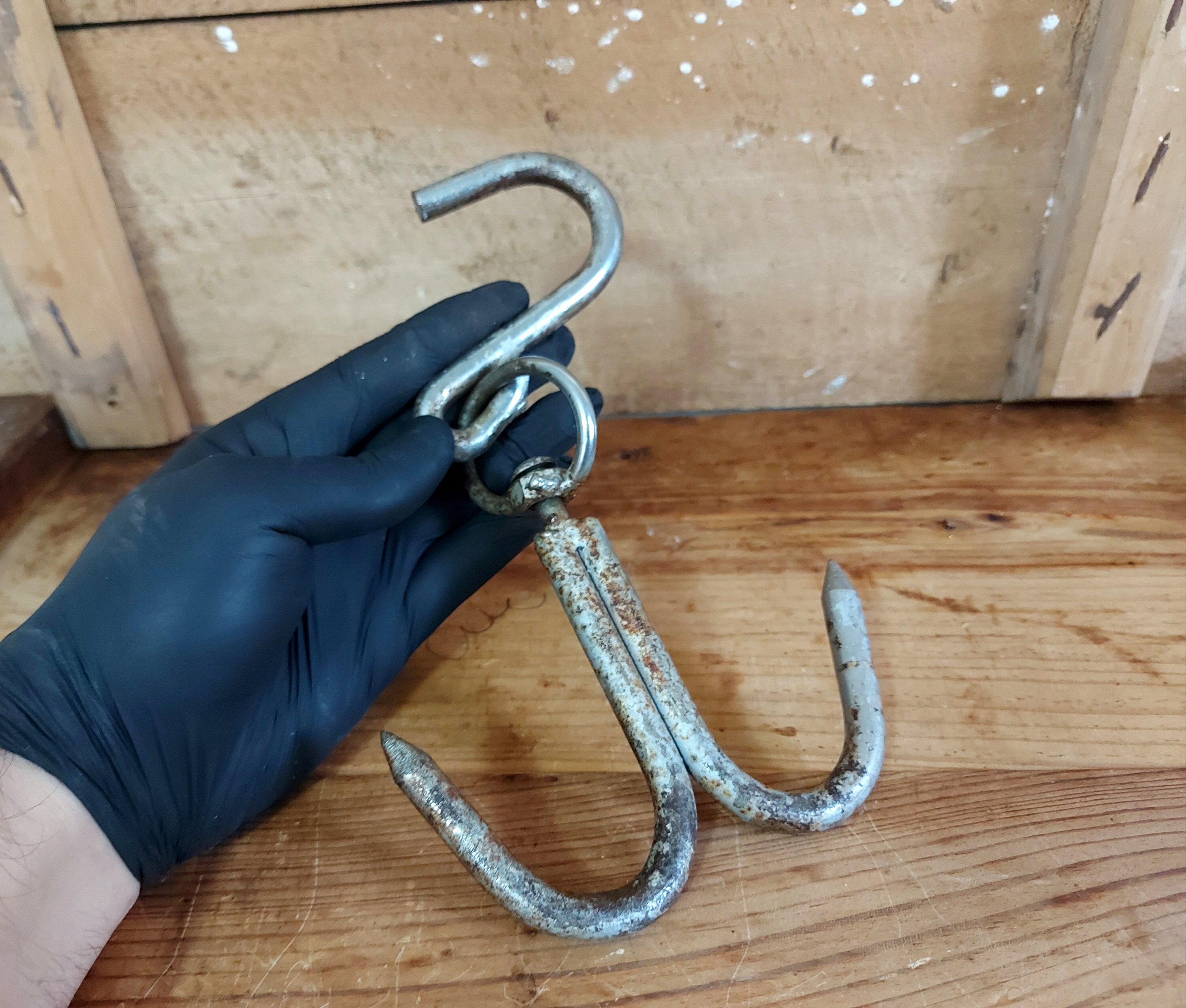 Antique Butcher Hook primitive hand double hooks Etsy