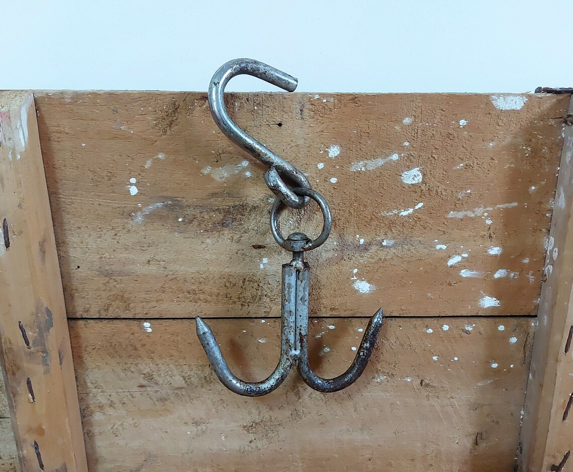 Antique Butcher Hook primitive hand double hooks Etsy