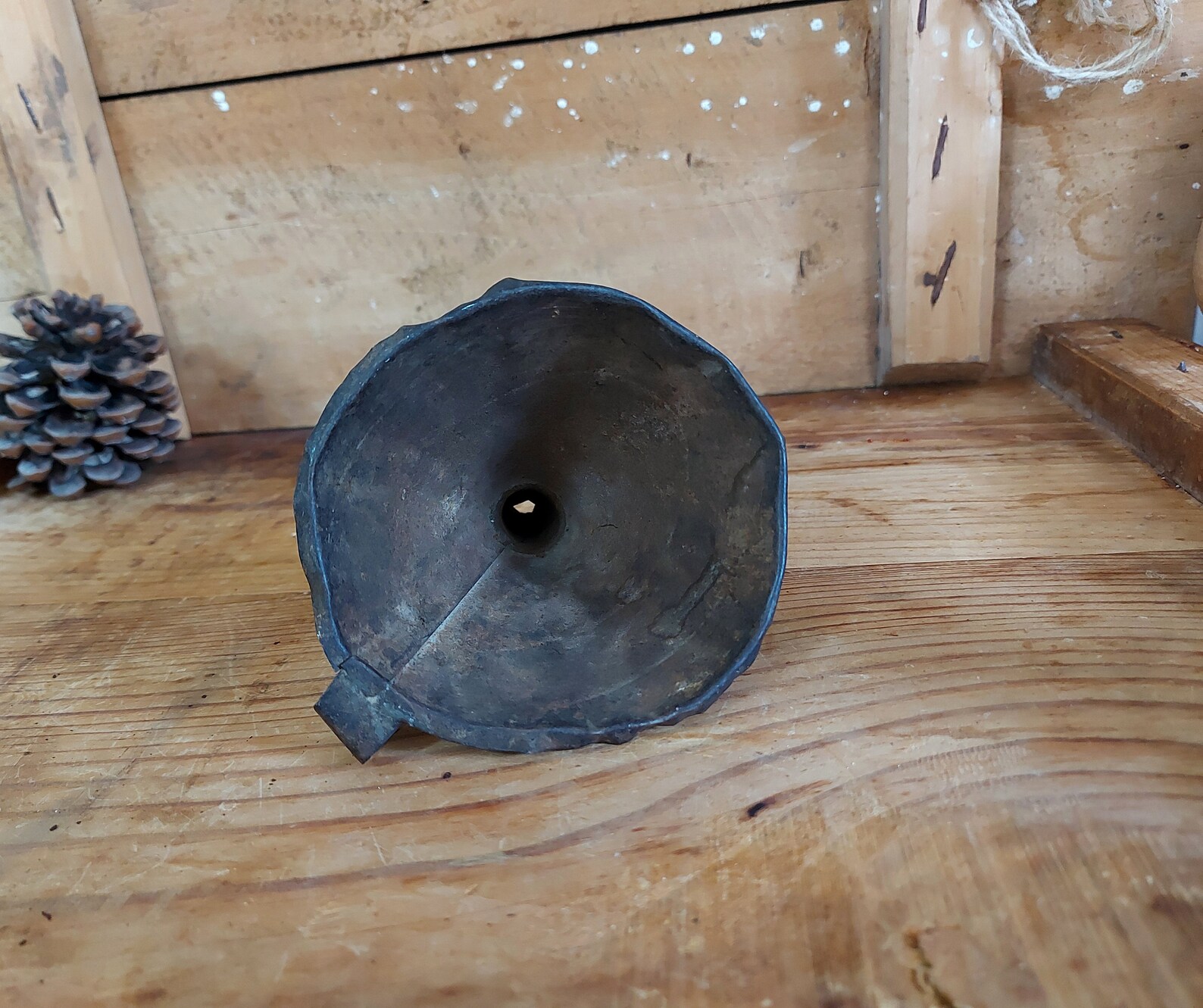 Vintage Tin Funnel Primitive Metal Funnel Hand made Rustic Etsy