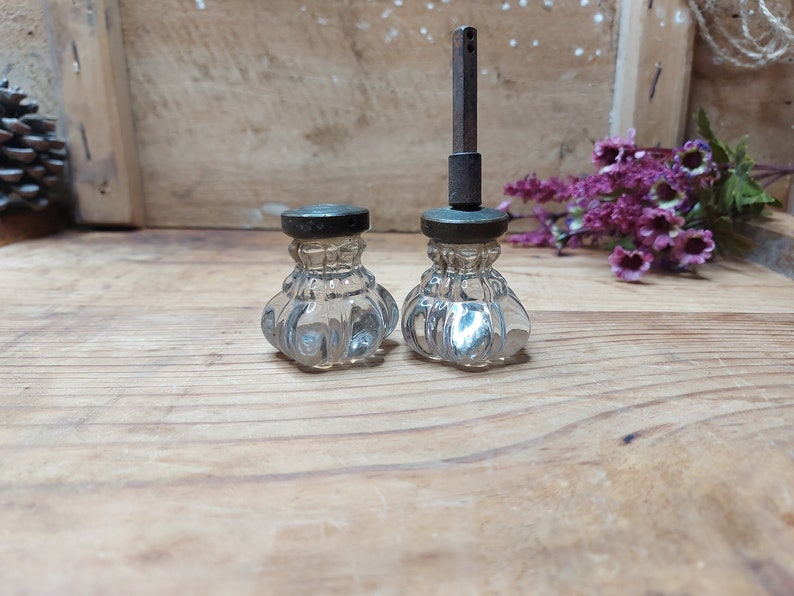 Glass Doorknob Vintage Glass Door Knobs on Brass Antique Etsy