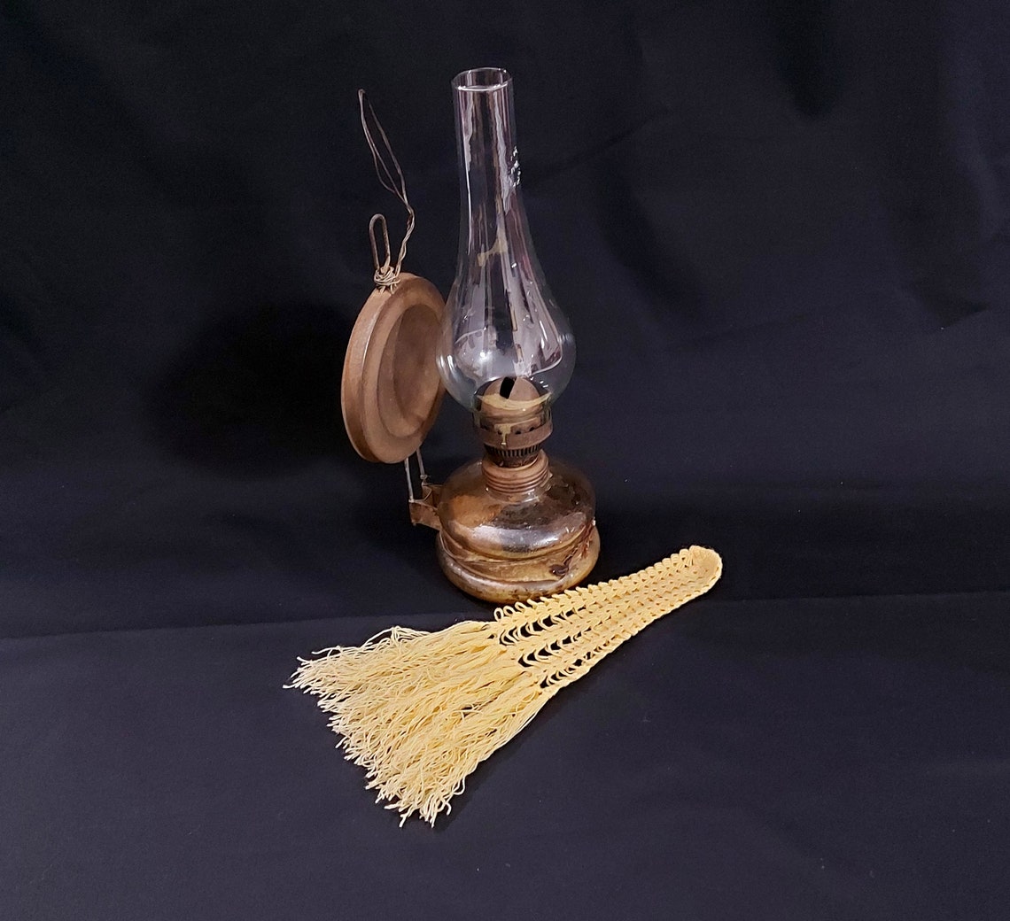 Vintage Lace Hand Knitted Oil Lamp Cover Chimney Glass Cloth Etsy