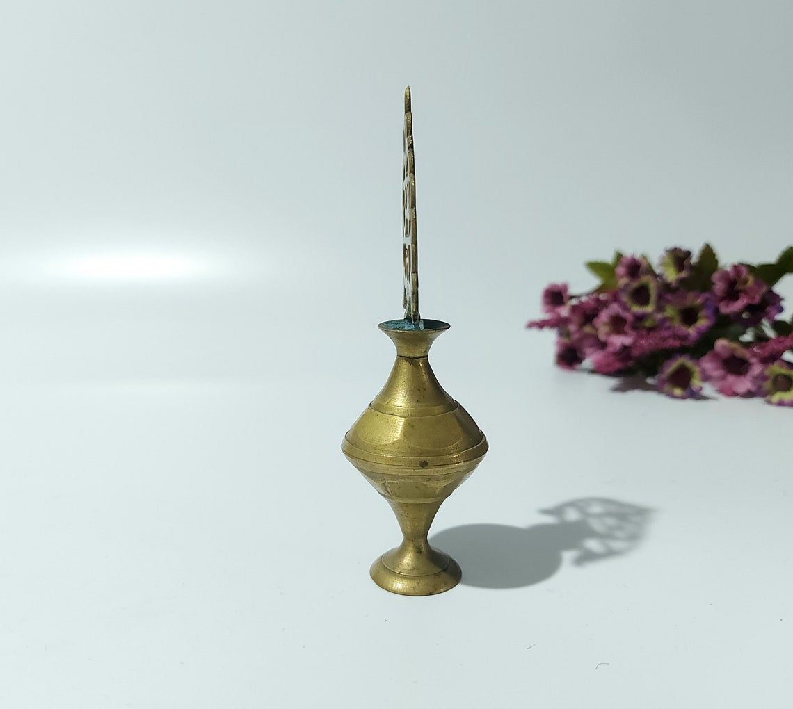 Vintage Brass Kohl Bottle Gold Tone Filigree Stopper Eye Etsy