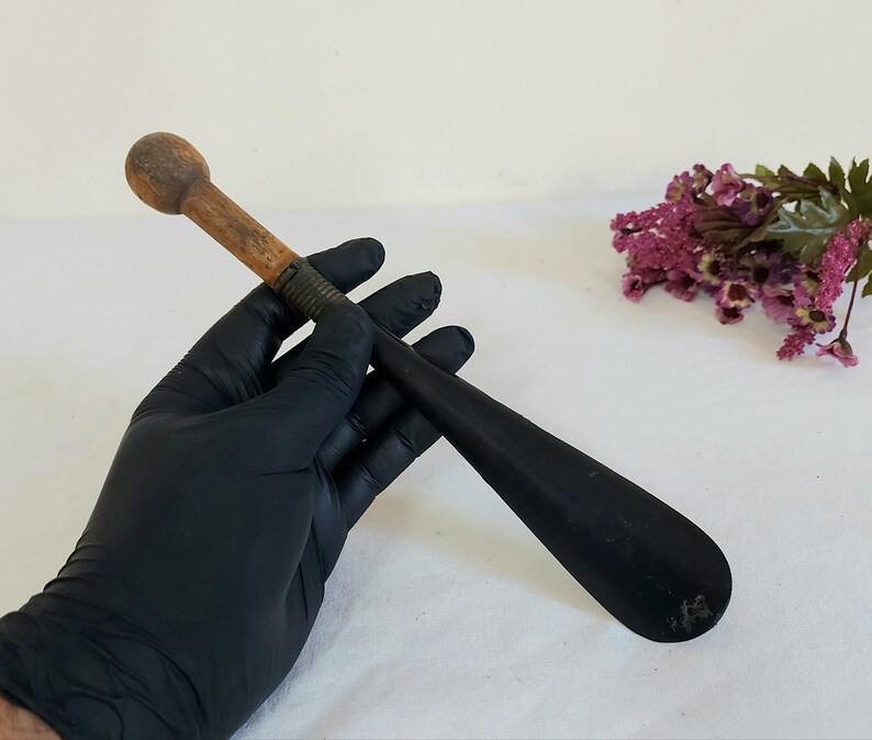 Vintage Wooden Shoehorn Human Face Painted Show Horn Plastic Etsy