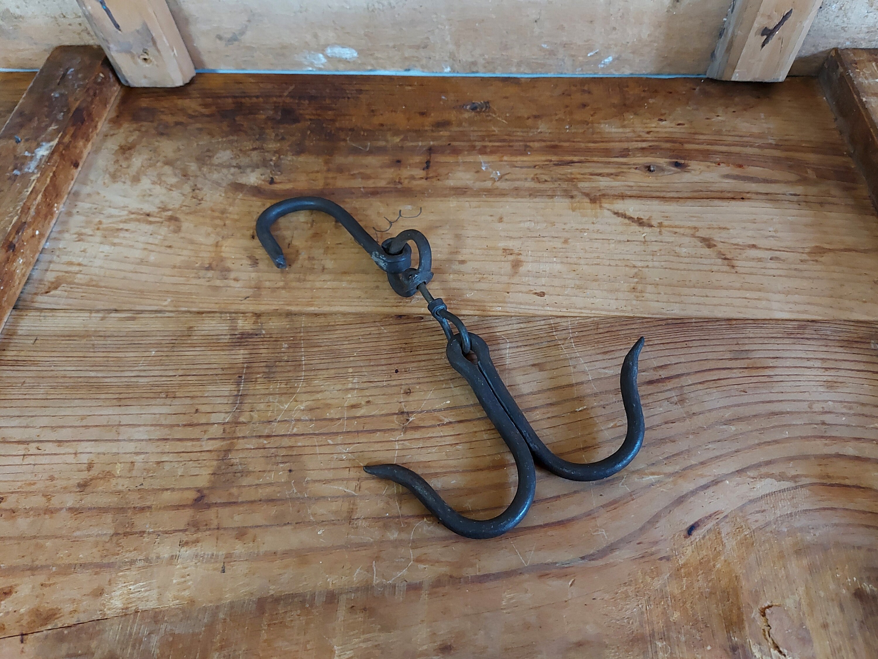 Antique primitive double hook hanger Old butcher meat hook Etsy