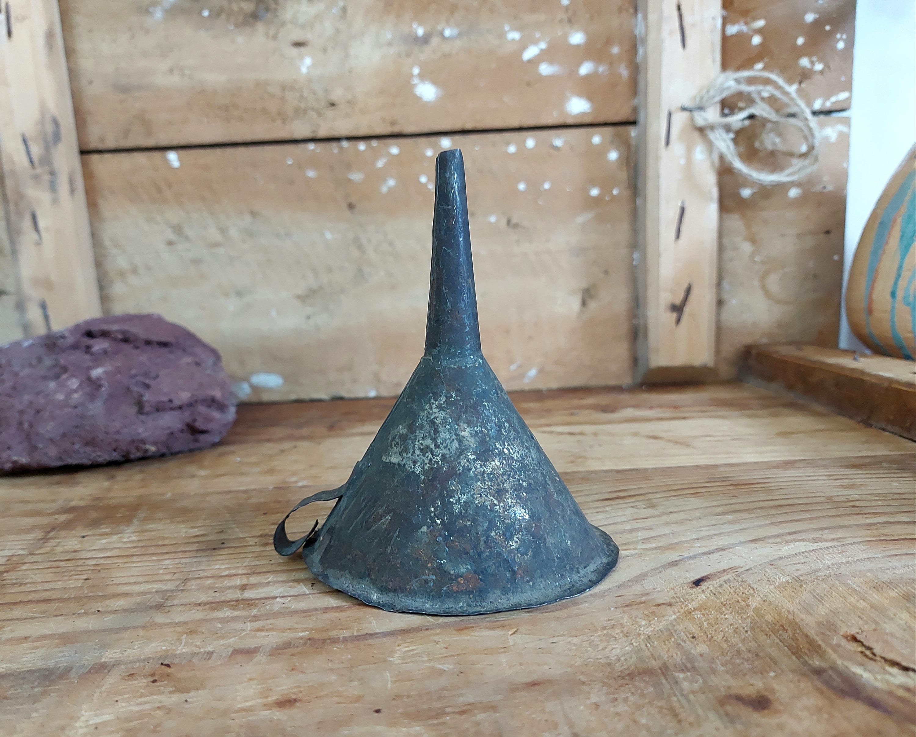Antique Tin Funnel Primitive Metal Funnel Hand made Rustic Etsy