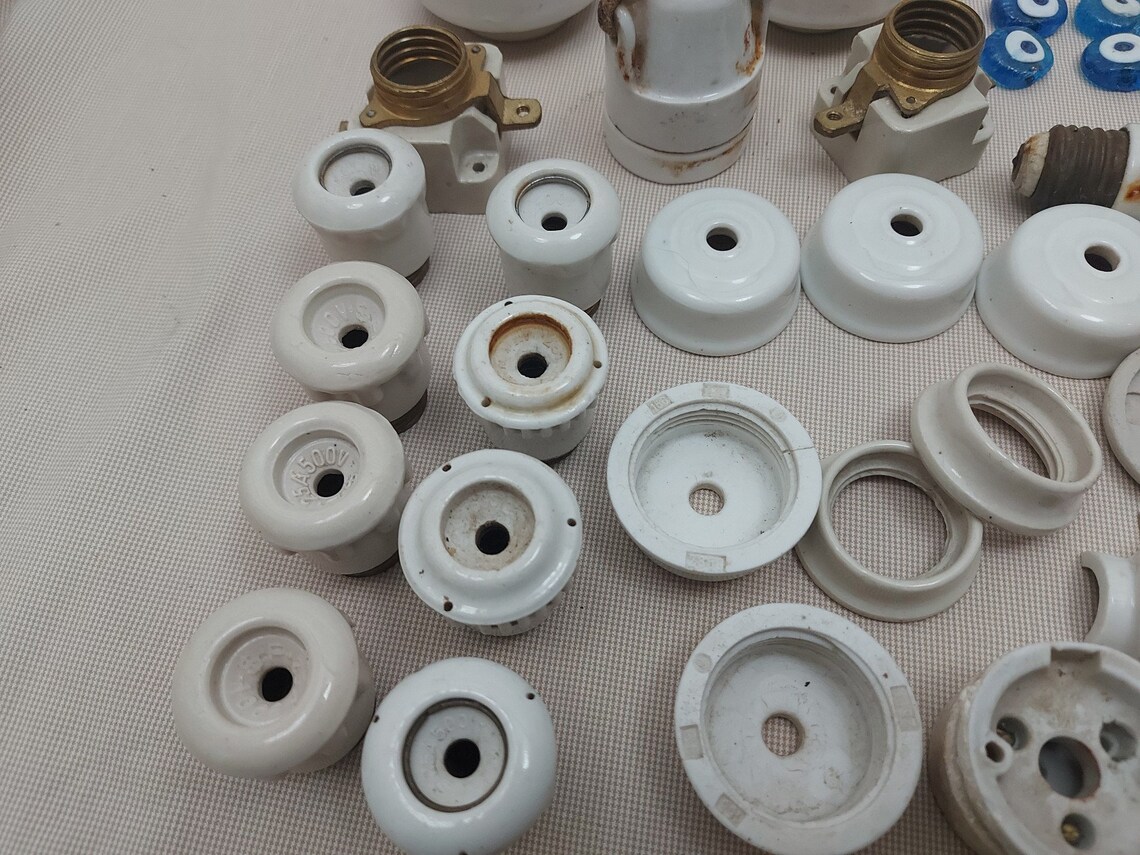 Vintage Porcelain Electric Insulators LOT Electrical White Etsy