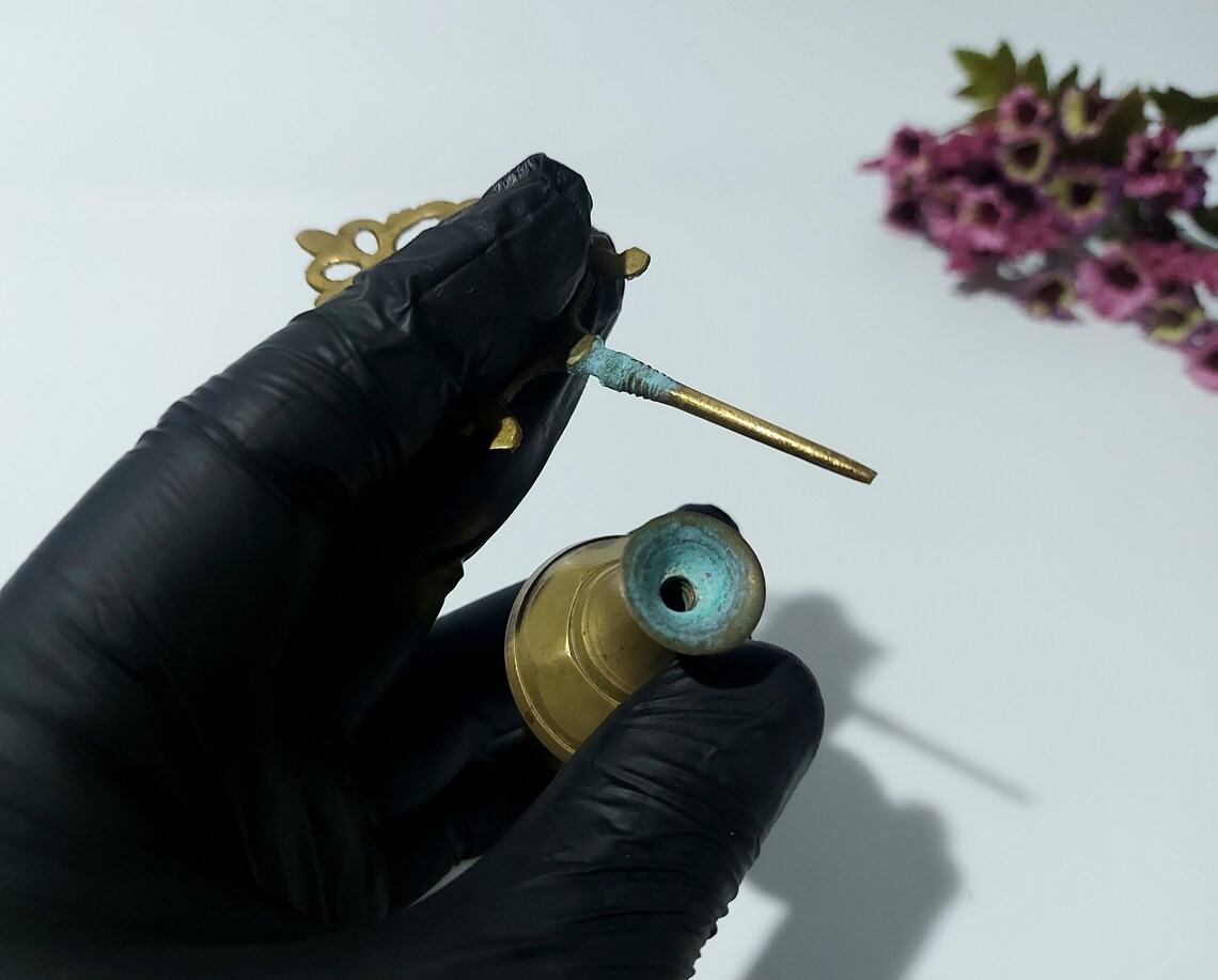 Vintage Brass Kohl Bottle Gold Tone Filigree Stopper Eye Etsy