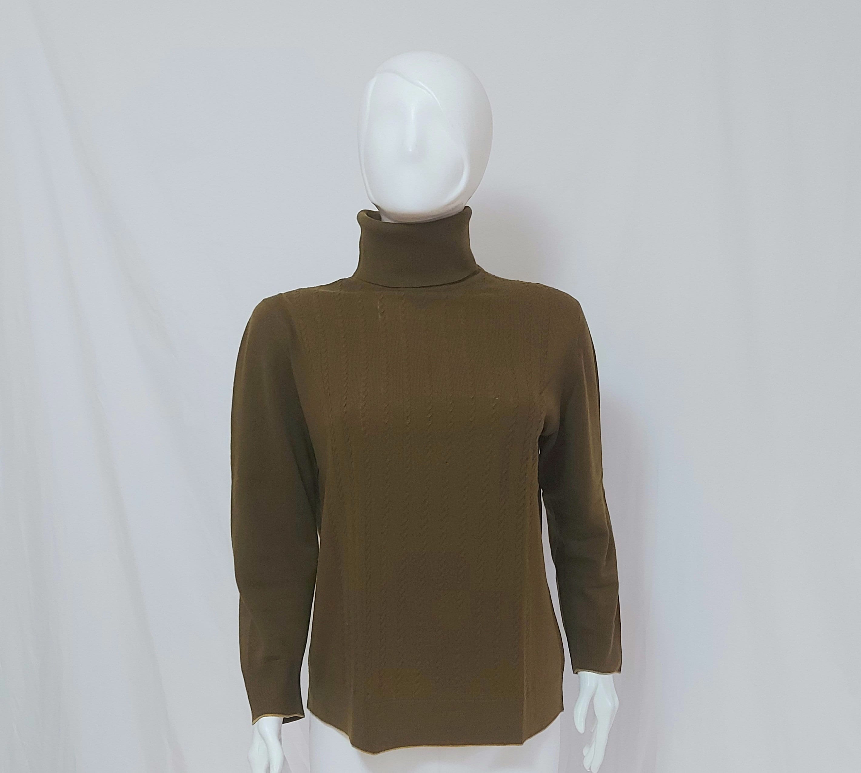 TadesCollection Vintage Sweater, Khaki Green Turtleneck Sweater, Women Jumper, Green Long Sleeve Turtleneck, Women Sweater - Unused Swearter for Lady