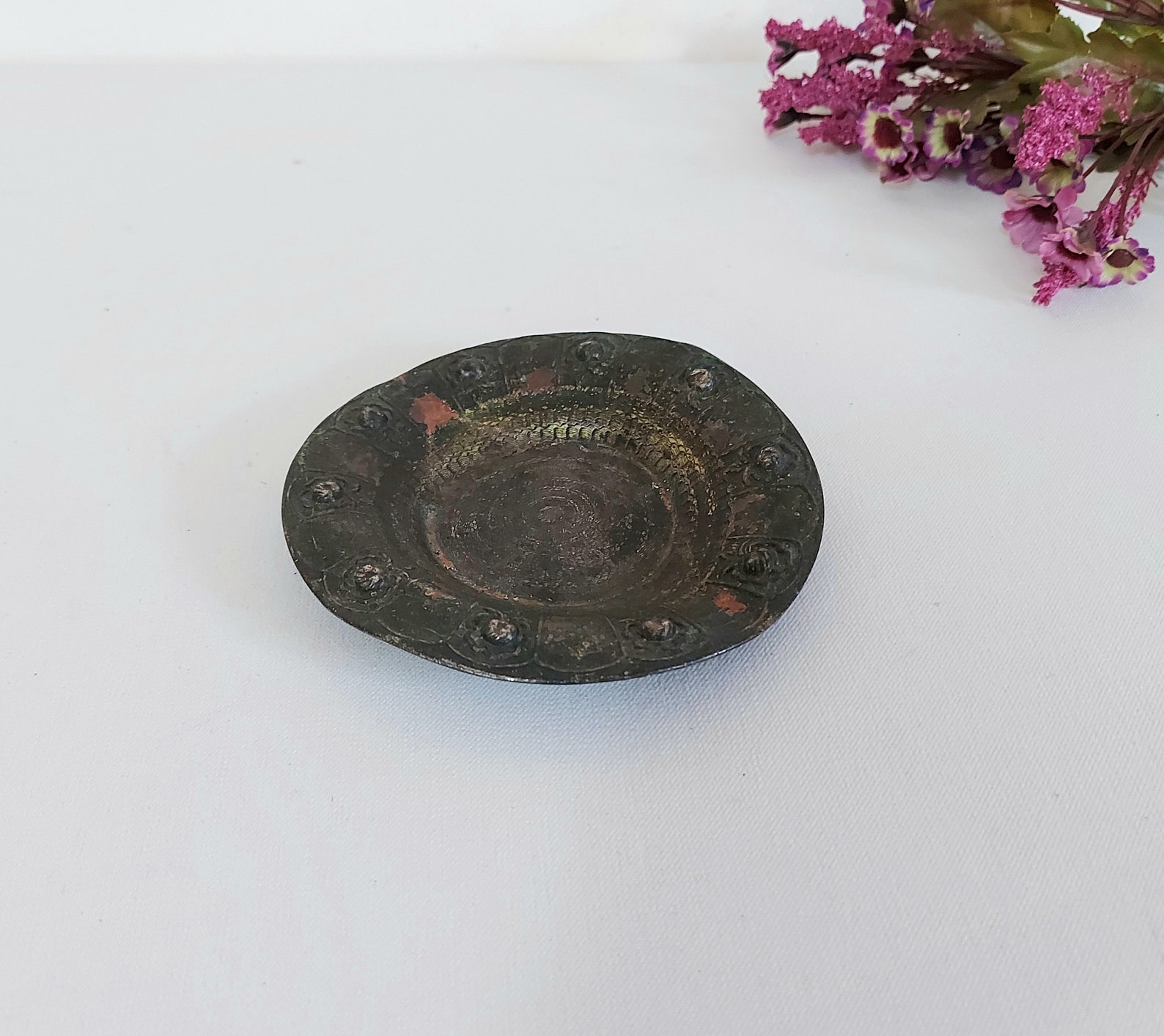 Antique Silver Plated Plate Vintage Embossed Metal Copper Etsy